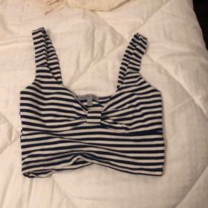 Charlotte Russe navy and white crop top